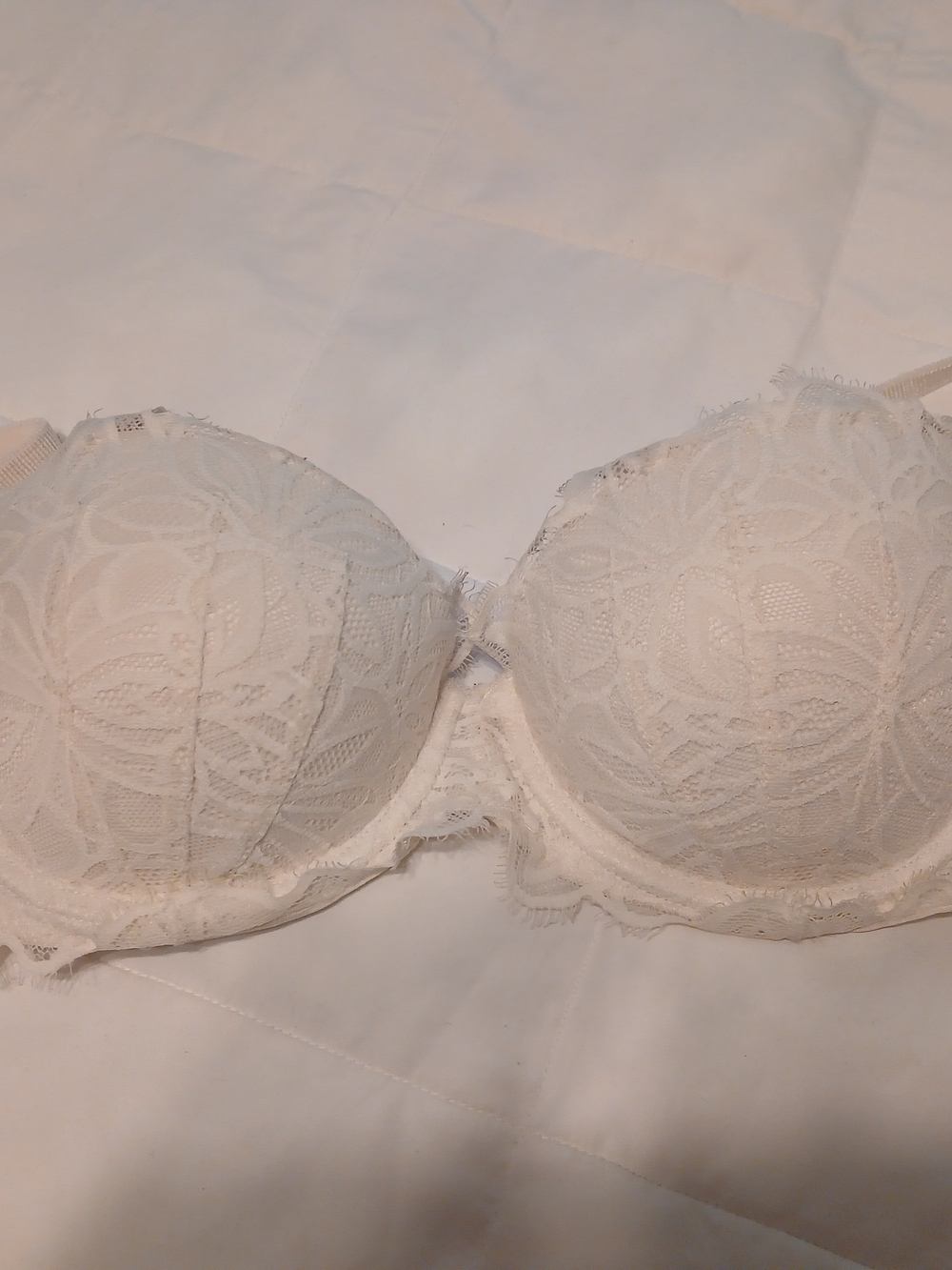 PINK Victoria's Secret Ivory Lace Push-Up Bra